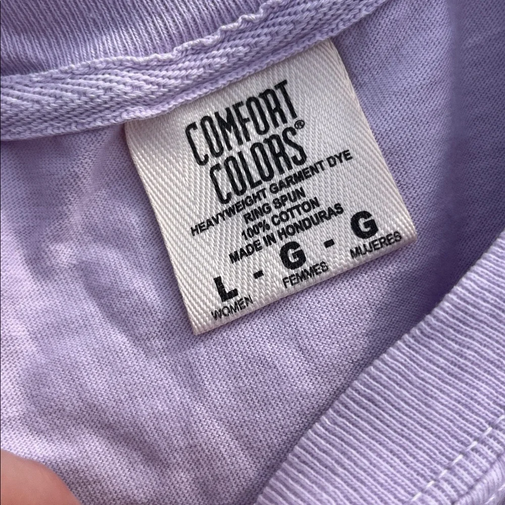 COMFORT COLORS Lilac/Pastel Pink 'Brunch Club' Heavyweight Cotton Cropped Tee Lg